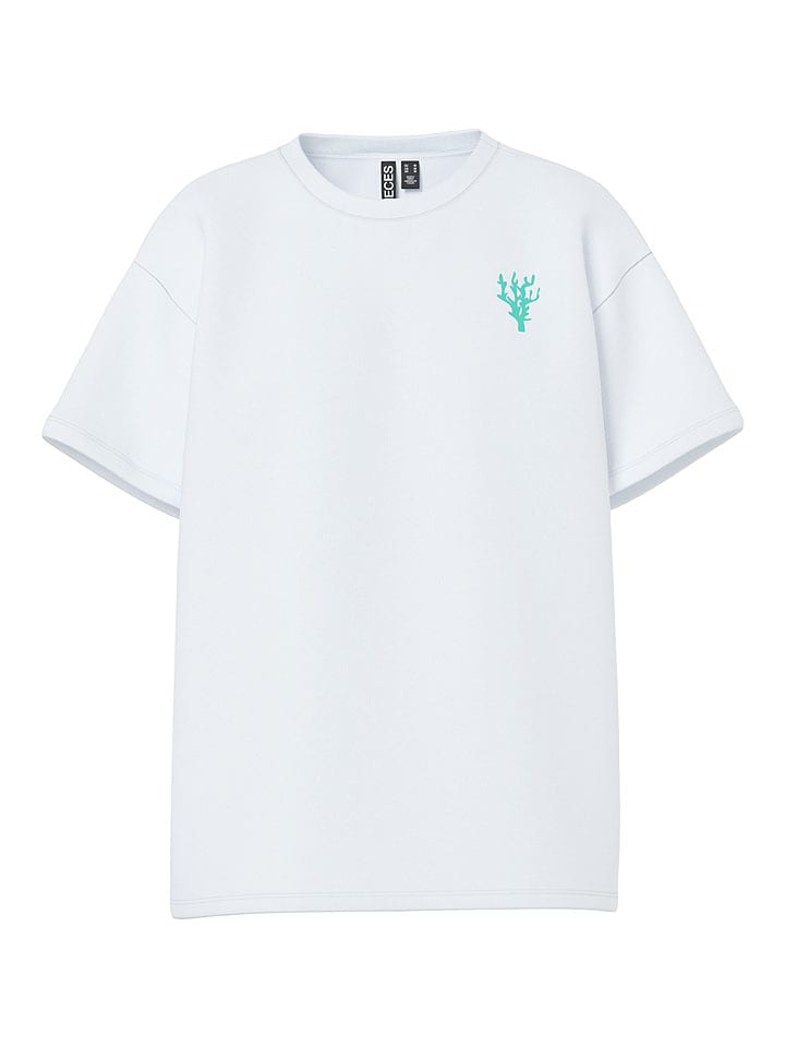 Pieces Koszulka "Alifi" w kolorze białym ze wzorem rozmiar: M