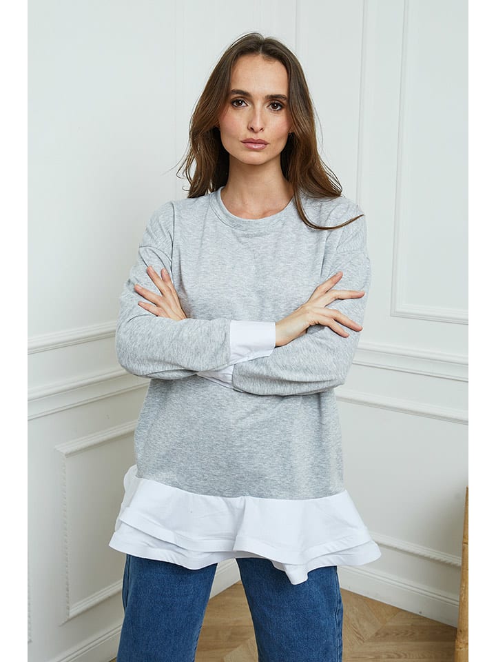 Joséfine Bluza "Tamara" w kolorze szaro-białym rozmiar: L