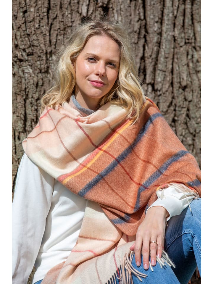 TRAVELIN' Wełniany szal w kolorze jasnobrązowo-beżowym - 200 x 72 cm rozmiar: onesize