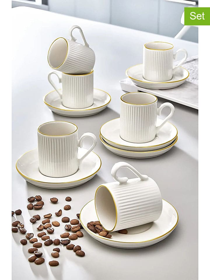 Hermia Filiżanki (6 szt.) w kolorze białym do kawy - 100 ml rozmiar: onesize