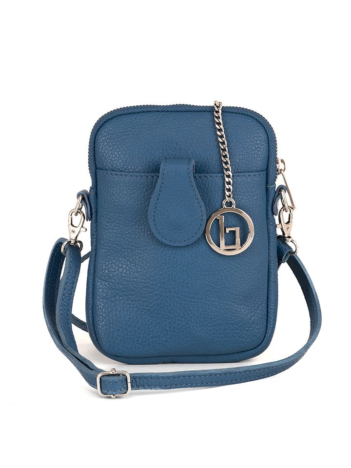 Lia Biassoni Skórzana torebka "Paglia" w kolorze niebieskim na telefon - 15 x 20 x 1 cm rozmiar: onesize