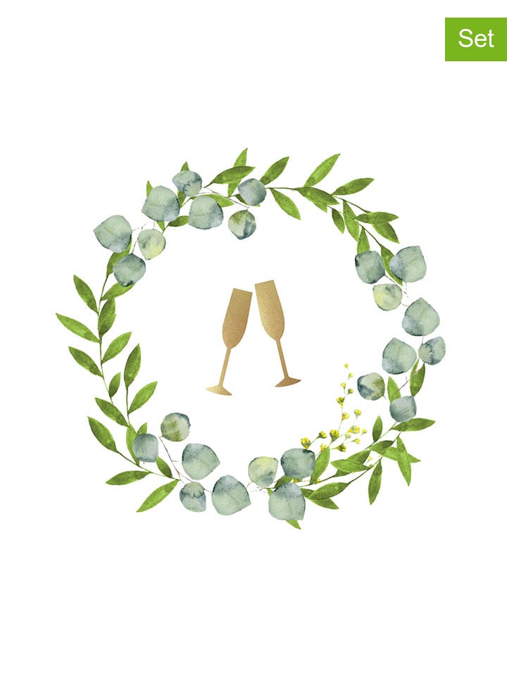 ppd Serwetki (40 szt.) "Champagne" w kolorze biało-zielonym rozmiar: onesize