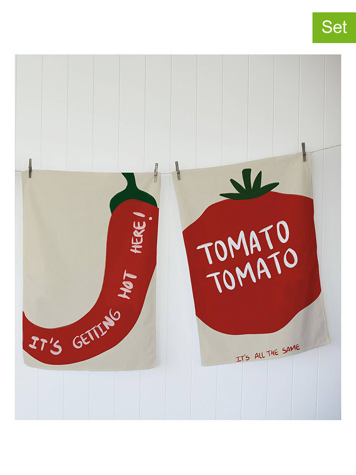 Madre Selva Ściereczki (2 szt.) "Tomato" w kolorze czerwono-beżowym do naczyń rozmiar: onesize