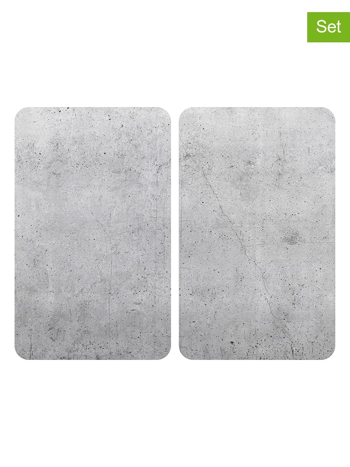 Wenko Płyty (2 szt.) "Beton" w kolorze szarym na kuchenkę - 30 x 52 cm rozmiar: onesize