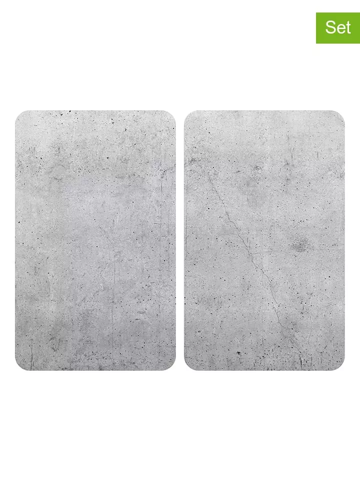 Wenko Płyty (2 szt.) "Beton" w kolorze szarym na kuchenkę - 30 x 52 cm rozmiar: onesize