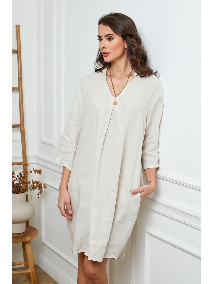 Fleur de Lin Lniana sukienka w kolorze beżowym rozmiar: XXL