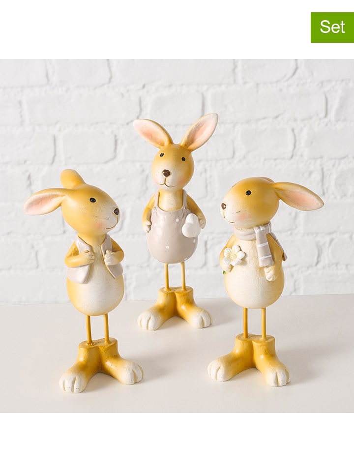 Boltze Figurki dekoracyjne (3 szt.) "Gitty" w kolorze jasnobrązowym - wys. 15,5 cm rozmiar: onesize