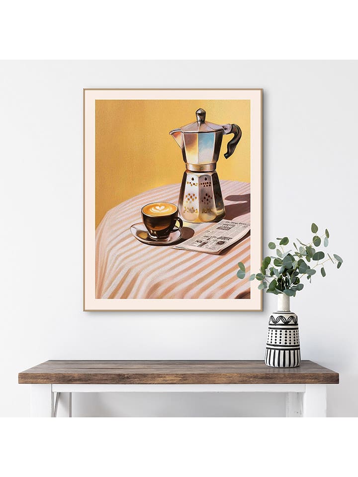 Orangewallz Druk artystyczny "Warm Coffee Mornings" w ramce rozmiar: 40x50 cm