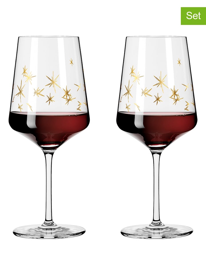 RITZENHOFF Kieliszki (2 szt.) w kolorze złotym do czerwonego wina - 540 ml rozmiar: onesize