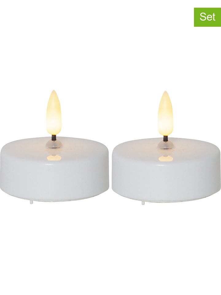 STAR Trading Świece LED (2 szt.) "Flame" w kolorze białym - wys. 5,5 x Ø 5,8 cm rozmiar: onesize