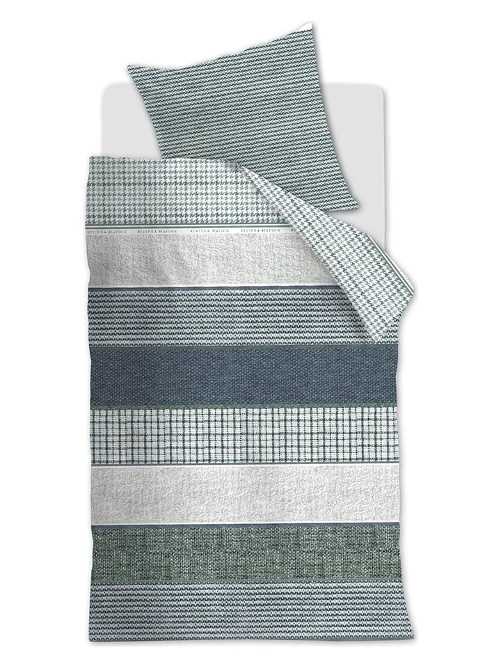 Rivièra Maison Komplet pościeli "Tailor" w kolorze zielono-granatowym rozmiar: 200x200 cm