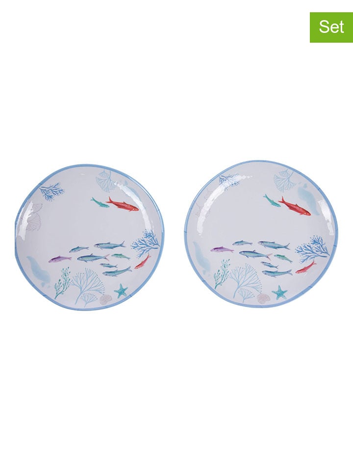 Amadeus Talerze obiadowe (2 szt.) "Isao" w kolorze biało-niebieskim - Ø 28 cm rozmiar: onesize