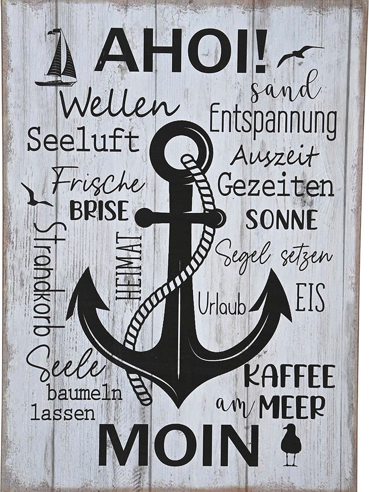 POSIWIO Szyld "Ahoi" w kolorze białym - 36 x 50 cm rozmiar: onesize