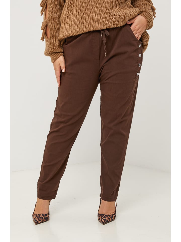 Curvy Lady Spodnie w kolorze brązowym rozmiar: 40/42