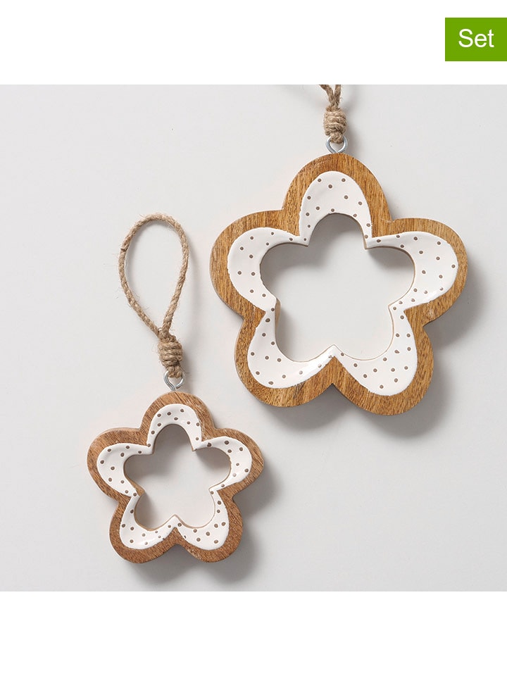 Boltze Zawieszki dekoracyjne (2 szt.) "Teris" w kolorze biało-jasnobrązowym rozmiar: onesize