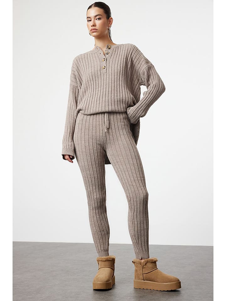 trendyol 2-częściowy zestaw w kolorze jasnobrązowym rozmiar: M