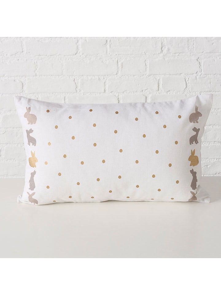 Boltze Poduszka "Tinka" w kolorze szaro-złoto-białym - 50 x 30 cm rozmiar: onesize