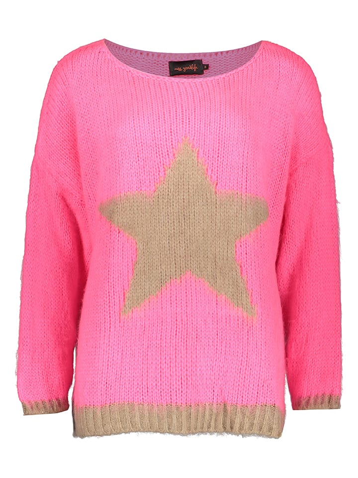miss goodlife Sweter "Star" w kolorze beżowo-różowym rozmiar: S