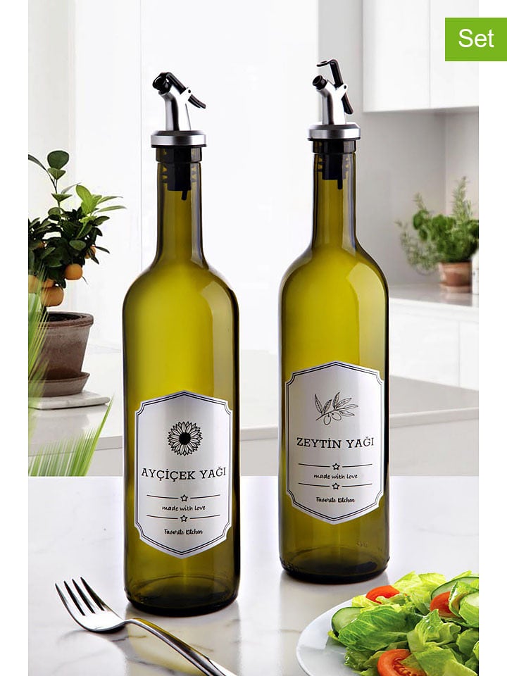 Violeta Home Dozowniki (2 szt.) w kolorze zielonym do oliwy - 750 ml rozmiar: onesize
