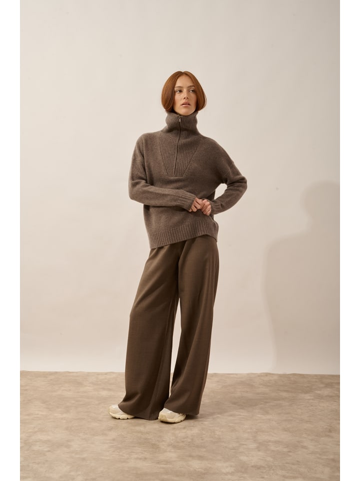 Just Cashmere Kaszmirowy sweter "Akar" w kolorze szarobrązowym rozmiar: S