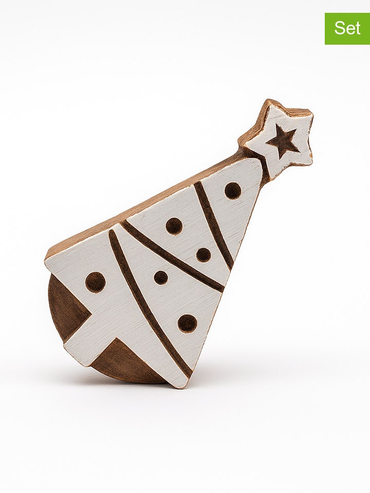 Samimi Stemple (2 szt.) "Christmas Tree" w kolorze jasnobrązowo-białym - 8 x 5 cm rozmiar: onesize