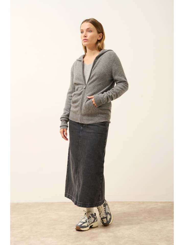 Just Cashmere Kaszmirowy kardigan "Debbie" w kolorze szarym rozmiar: M