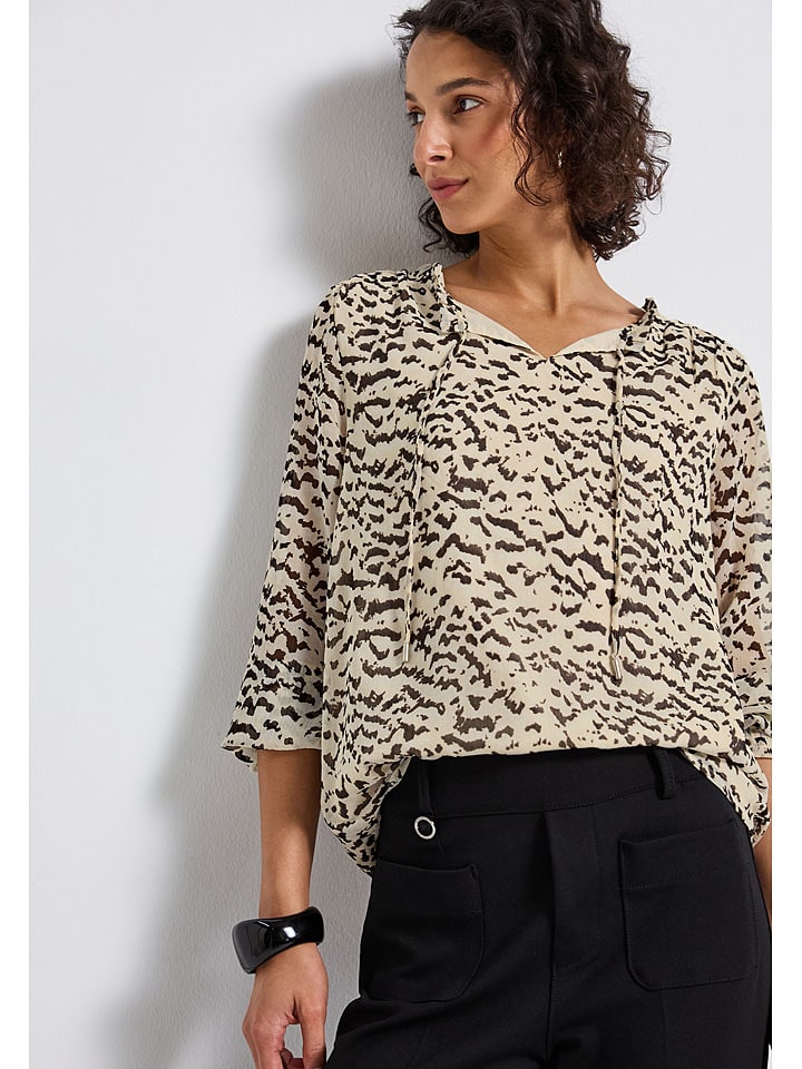 Street One Bluzka w kolorze beżowo-czarnym rozmiar: 38