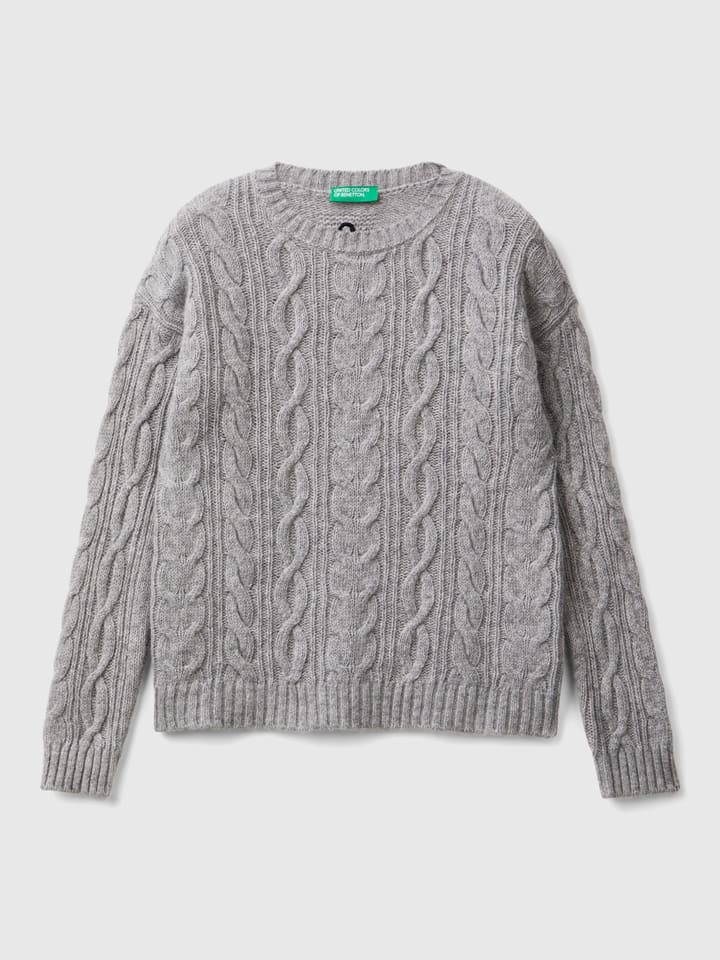 Benetton Sweter w kolorze szarym rozmiar: 122