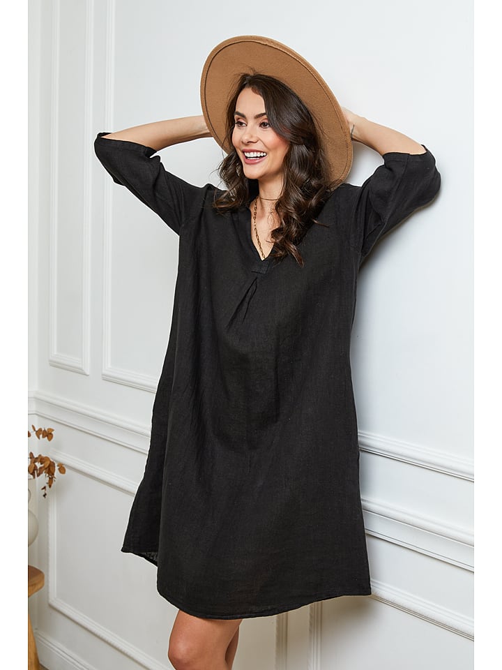 Fleur de Lin Lniana sukienka w kolorze czarnym rozmiar: M