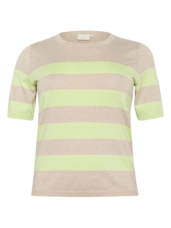 KAFFE curve Sweter w kolorze beżowo-zielonym rozmiar: S