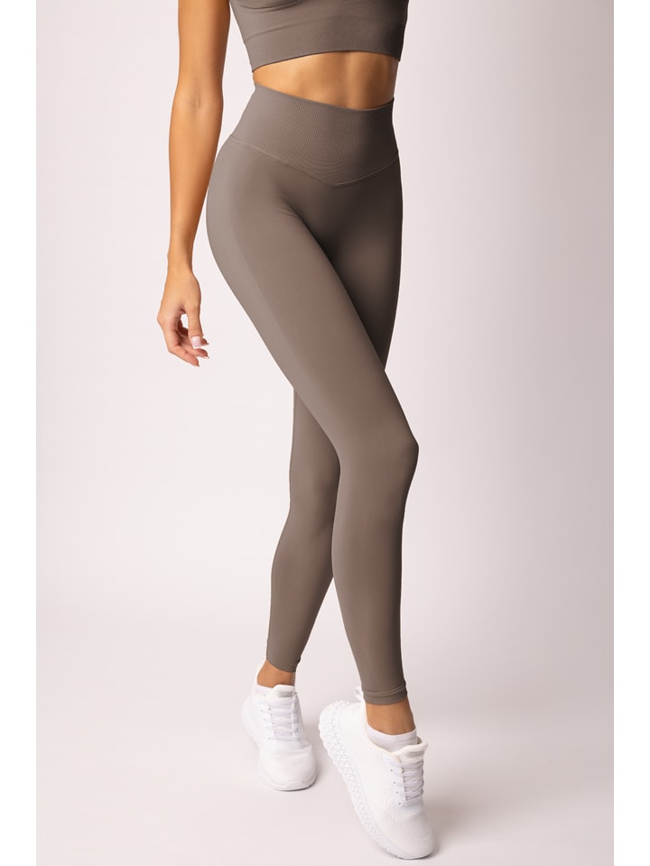 Spaio Legginsy sportowe "Flex 2.0" w kolorze beżowym rozmiar: XS
