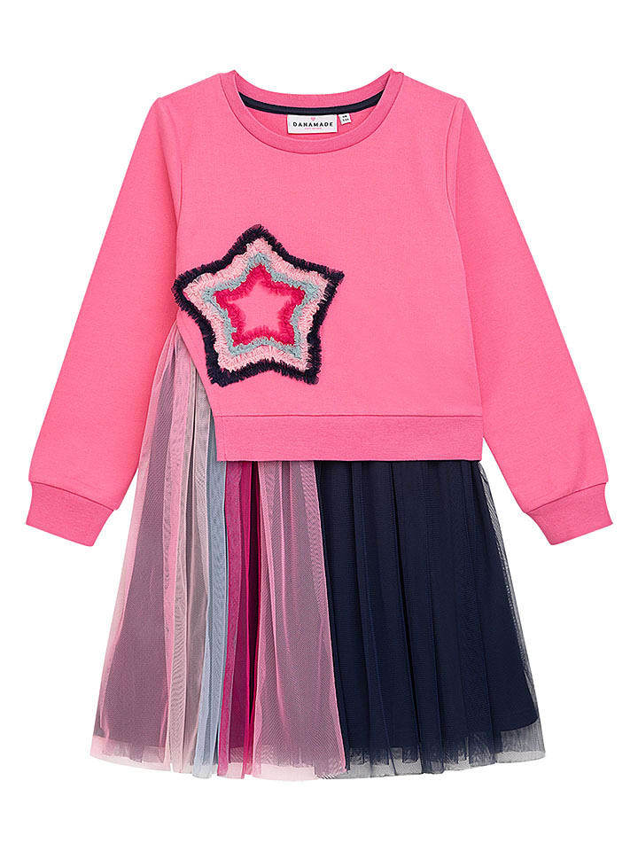 Danamade Sukienka "Felia" w kolorze jasnoróżowo-granatowym rozmiar: 146