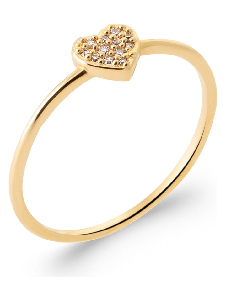 L'Atélier Précieux Pozłacany pierścionek z cyrkoniami rozmiar: 58