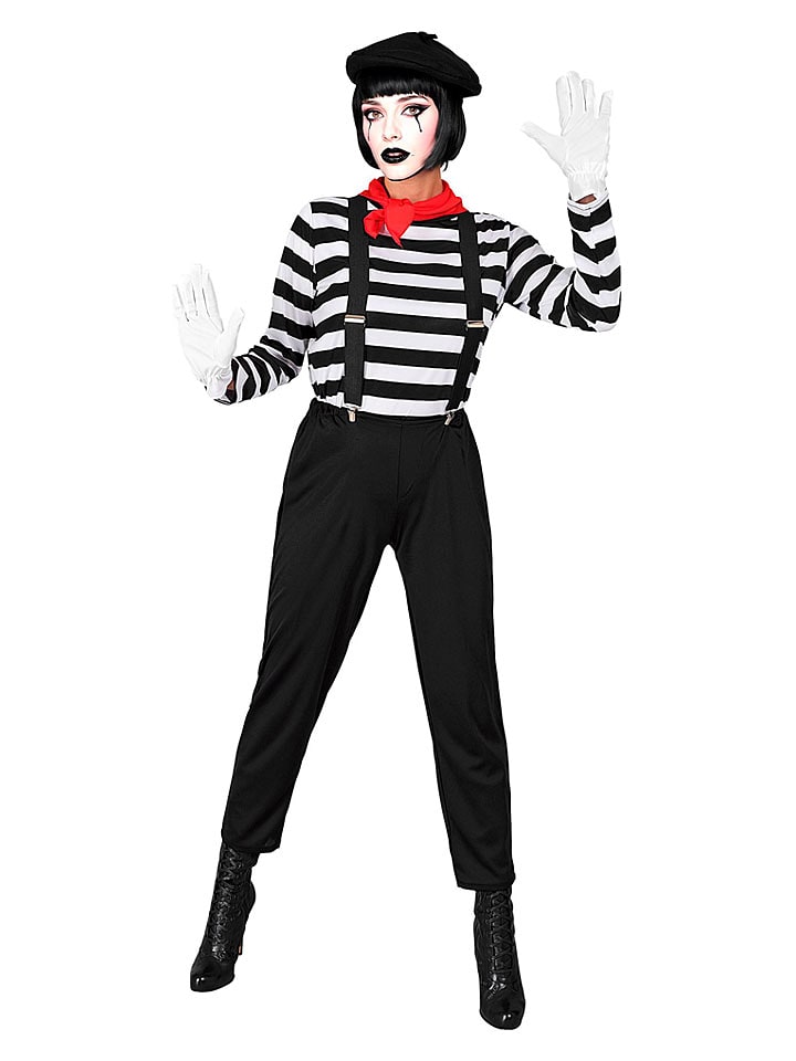 Carnival Party 6-częściowy kostium "Pantomime" w kolorze czarno-biało-czerwonym rozmiar: XL