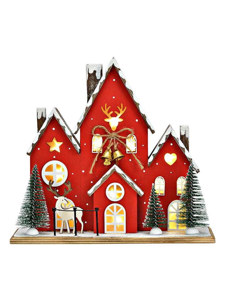 G. Wurm Lampa dekoracyjna LED "Christmas House" w kolorze czerwonym - 23 x 20 x 8 cm rozmiar: onesize