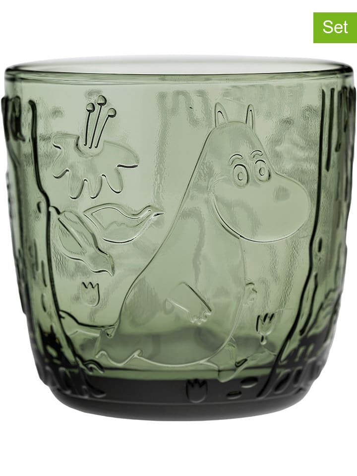 Moomin Szklanki (2 szt.) w kolorze zielonym - 280 ml rozmiar: onesize