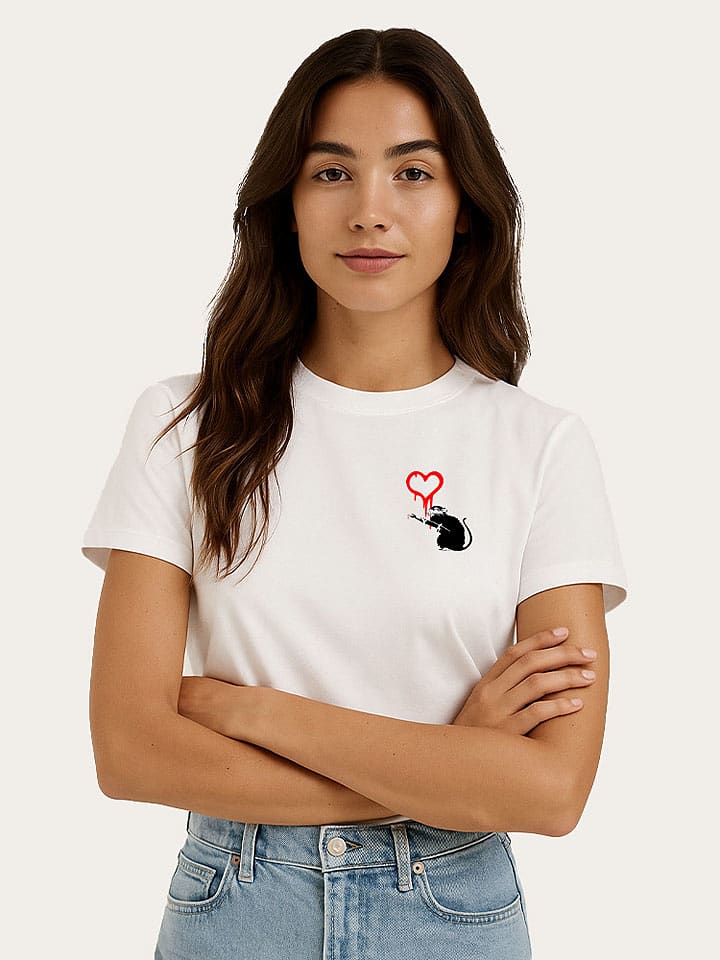 WOOOP Koszulka "Banksy Love Rat" w kolorze białym rozmiar: XL