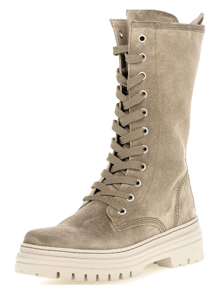 Gabor Skórzane kozaki w kolorze khaki rozmiar: 40