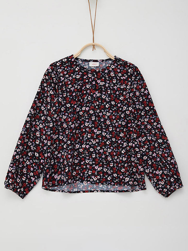 s.Oliver Bluzka w kolorze czarno-czerwono-jasnoróżowym rozmiar: 116/122