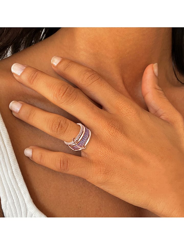 Les Petites Précieuses Pozłacany pierścionek z kamieniami szlachetnymi rozmiar: 58