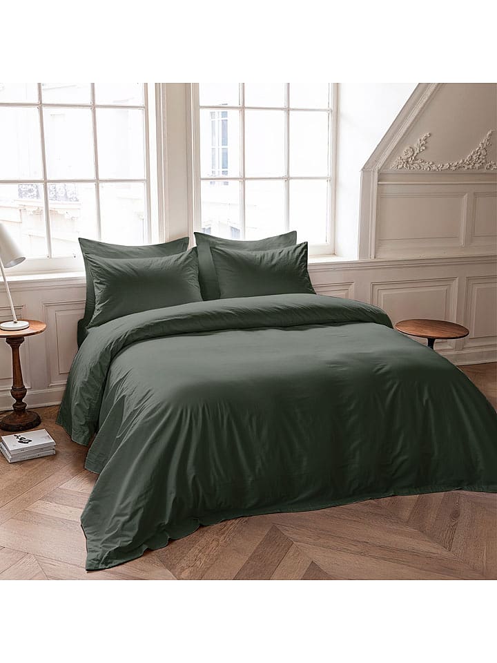 Pierre Cardin Perkalowa poszwa w kolorze ciemnozielonym na kołdrę rozmiar: 220x220 cm