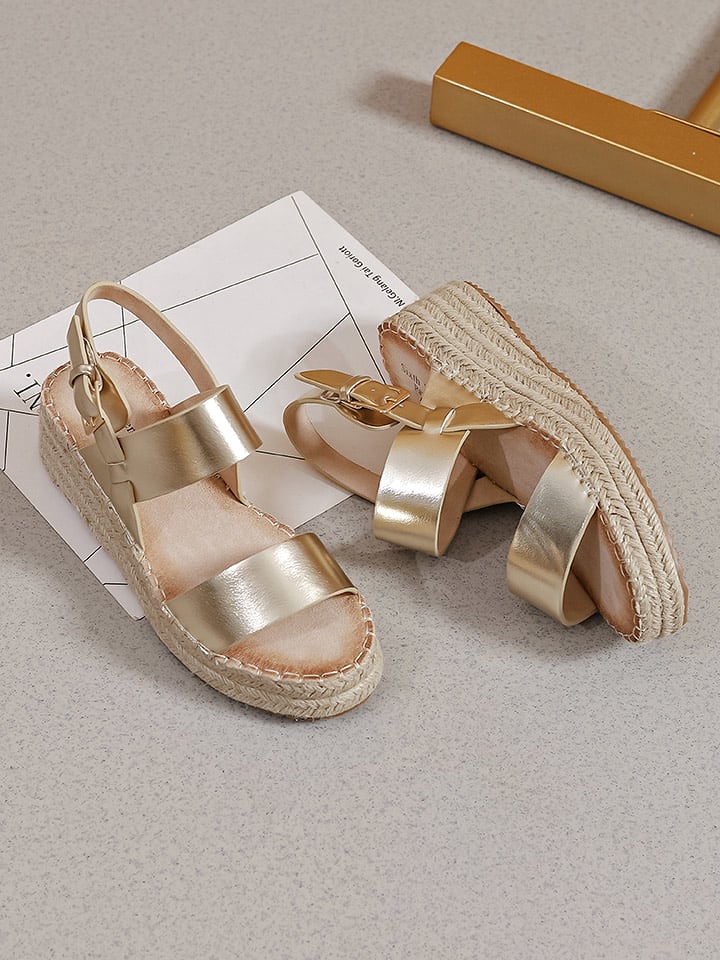 Sixth Sens Sandały w kolorze złotym na koturnie rozmiar: 39