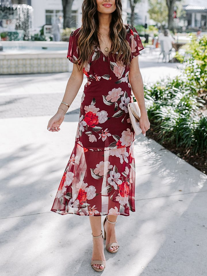 Milan Kiss Sukienka w kolorze bordowo-kremowym rozmiar: M