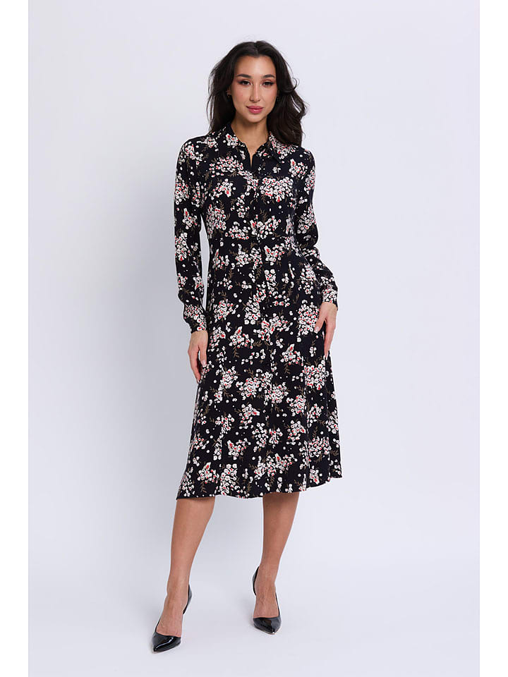 Marks & Spencer Sukienka koszulowa w kolorze czarno-różowo-białym rozmiar: 34/L31