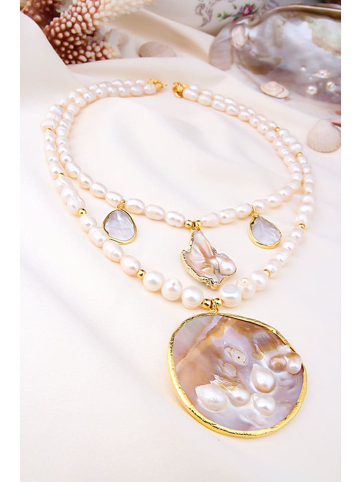 L'Atelier de Gaia Pozłacany naszyjnik z zawieszką - dł. 45 cm rozmiar: onesize