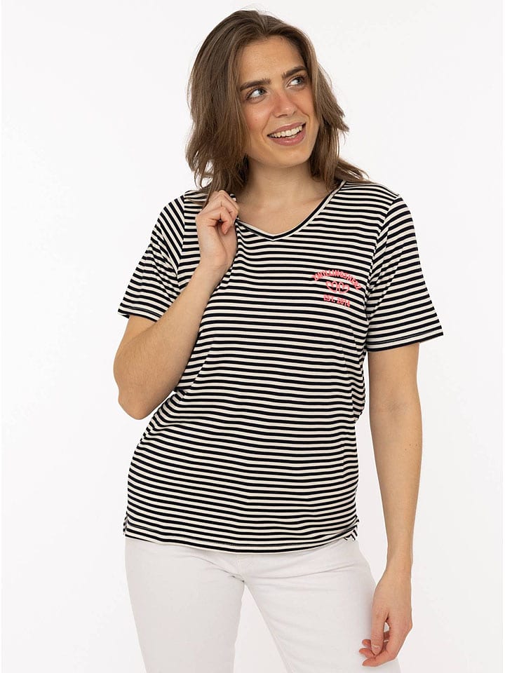 Zwillingsherz Koszulka "Zwillingsherz" w kolorze czarno-białym rozmiar: M