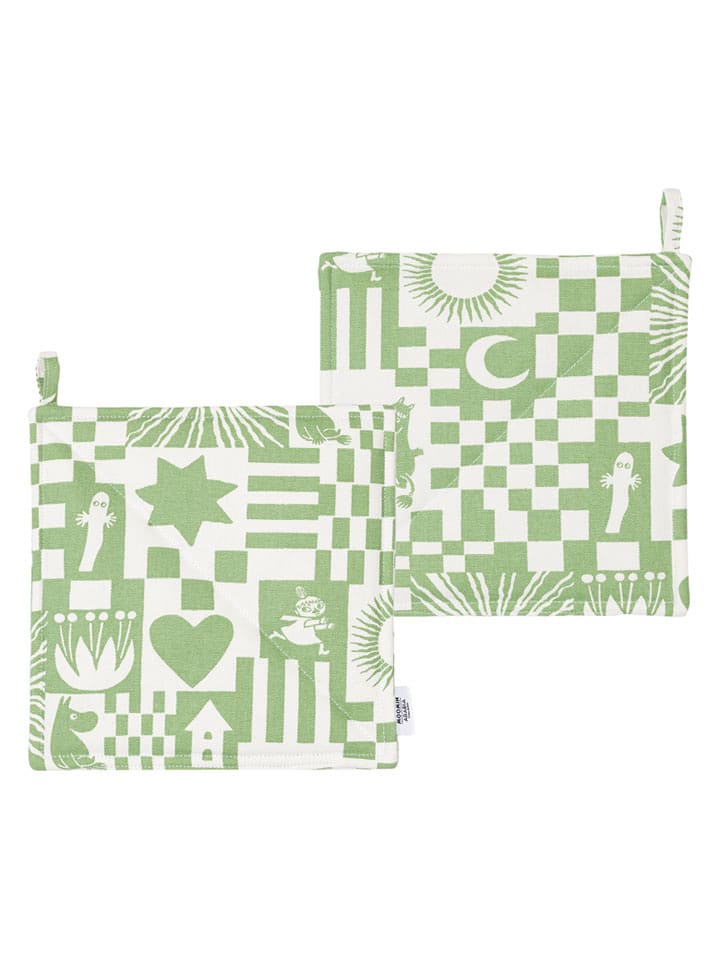 Moomin Łapki kuchenne (2 szt.) "Party" w kolorze zielonym- 22 x 22 cm rozmiar: onesize