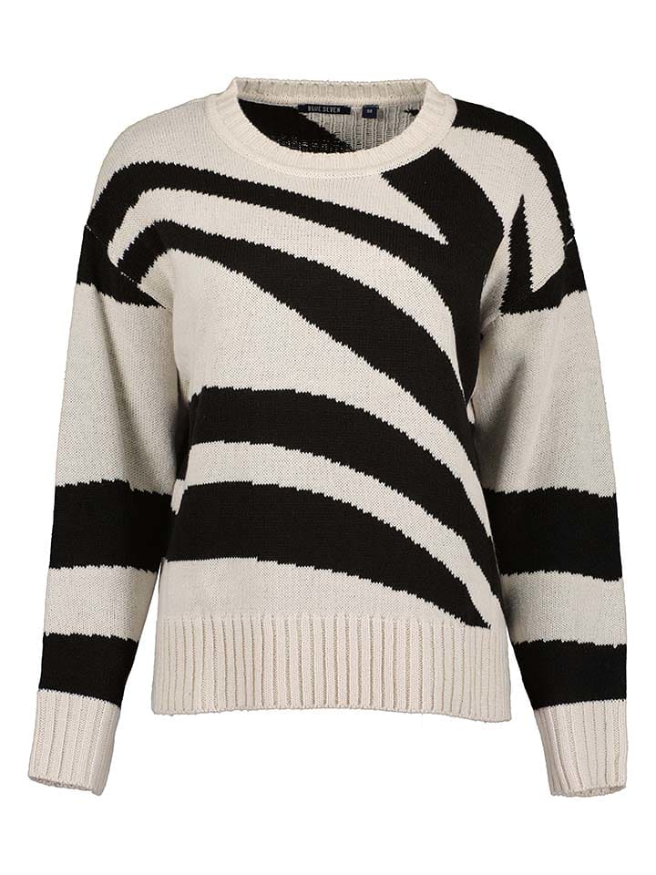 Blue Seven Sweter w kolorze kremowo-czarnym rozmiar: 44