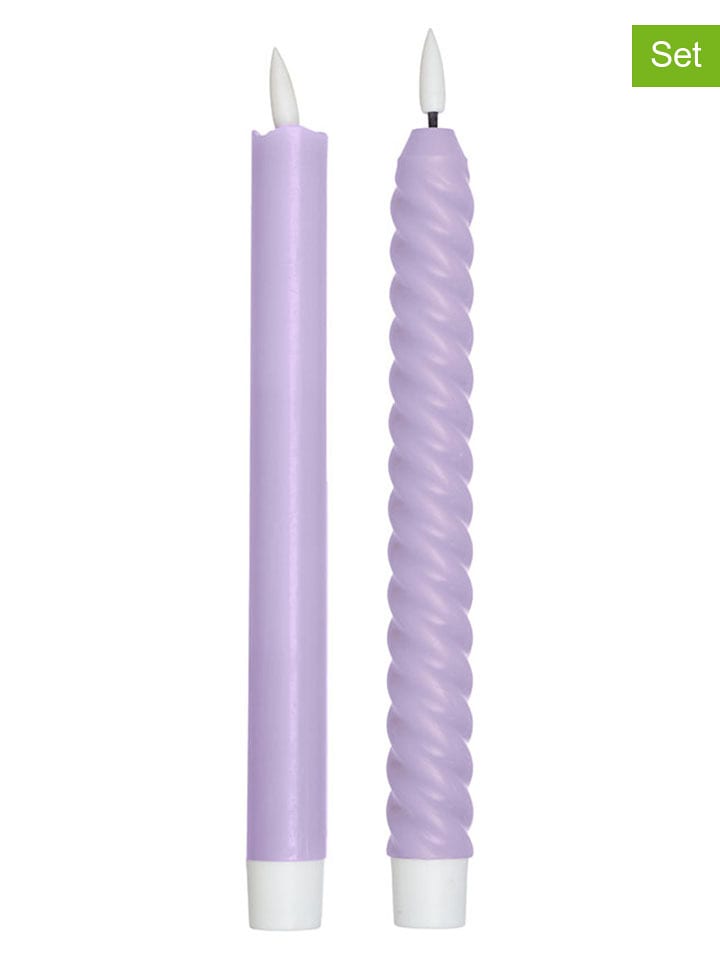 Design Letters Świece LED (2 szt.) w kolorze fioletowym - wys. 24 cm rozmiar: onesize