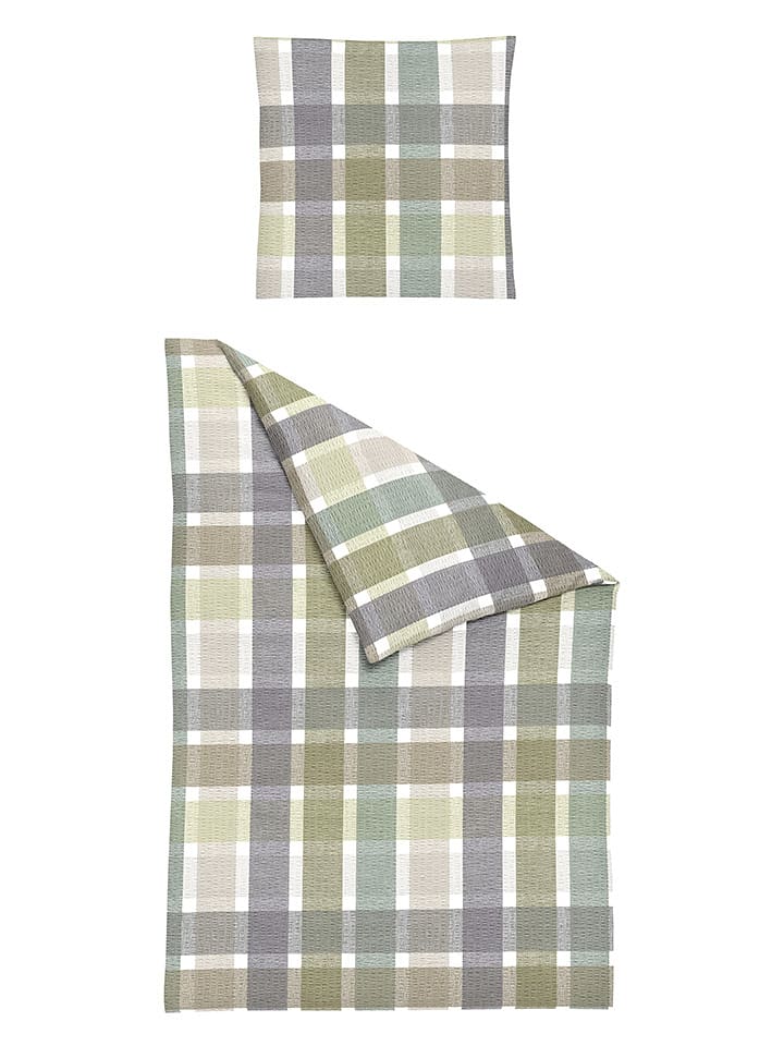 Bierbaum Komplet pościeli w kolorze zielono-szarym z kory rozmiar: 155x220 cm
